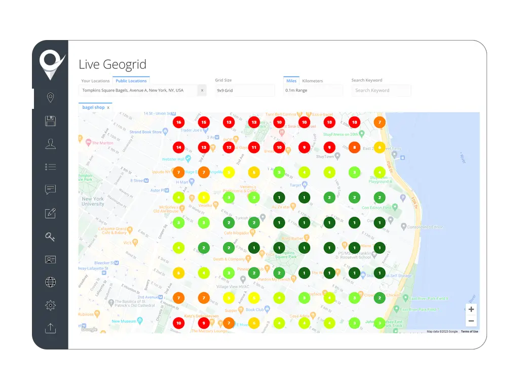 Local keyword geogrid ranking map